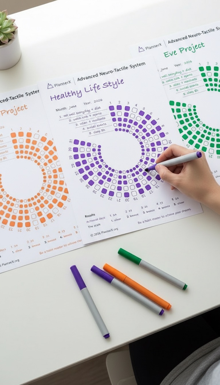 Printable high-performance habit tracker PDFs for the PlannerX Neuro-Tactile System
