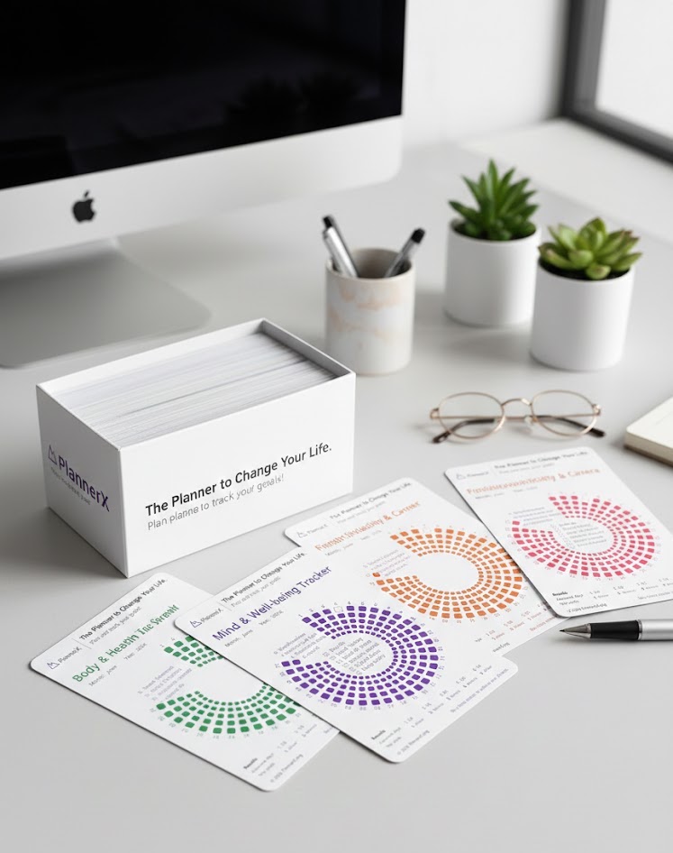 Examples of different color themes for the printable PlannerX habit tracker.