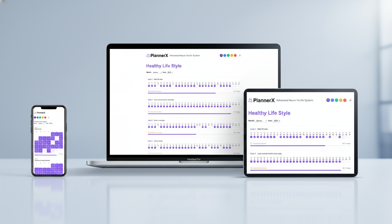 Person using the PlannerX neuro-tactile digital planner on an iPad, demonstrating offline functionality.